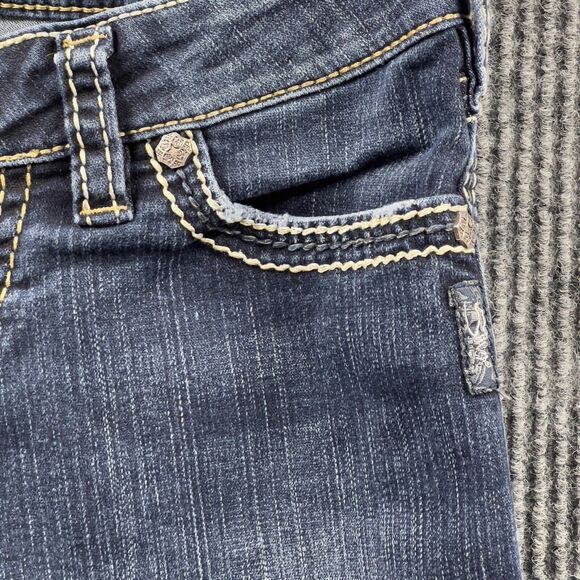 Silver Jeans Women 30x30 Tuesday Slim Bootcut Dark Wash Embroidered Indigo Denim - Picture 8 of 16